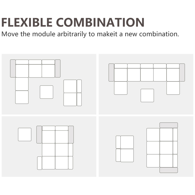 Canapé modulaire 8 pièces Jarriah, Blanc