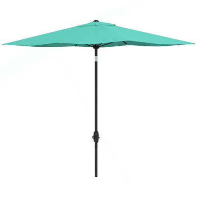 Outsunny 6.5' X 10' Rectangular Market Umbrella, Patio Outdoor Table Umbrella With Crank And Push Button Tilt
