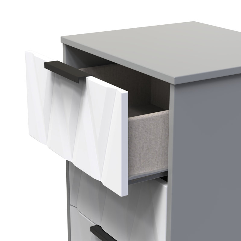 Las Vegas 45cm W Manufactured Wood Bedside Table, White Matt/Dusk Grey