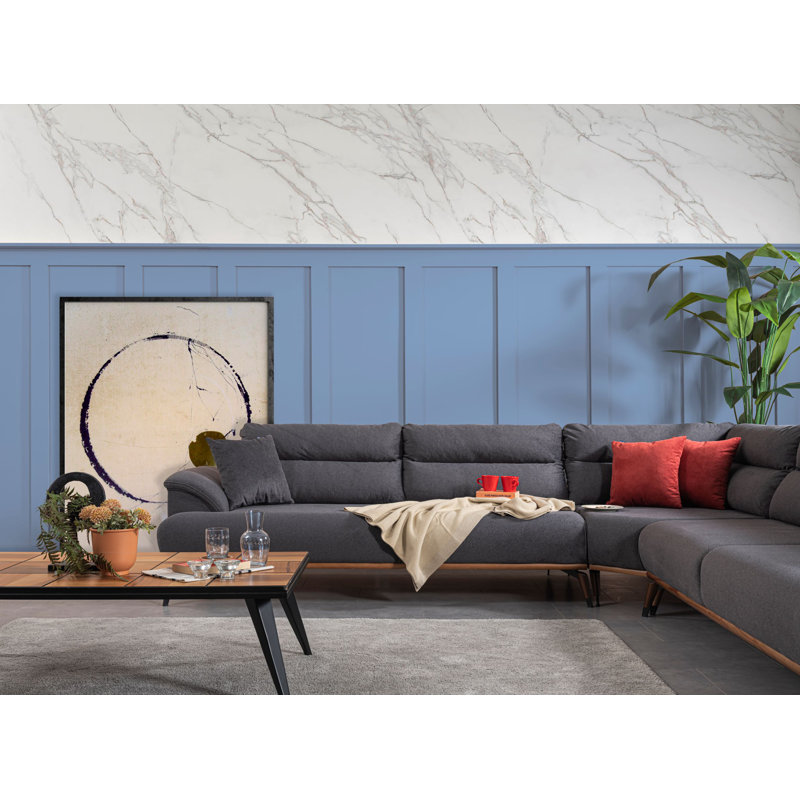 Velvet L-Shaped Sectional Right Hand Facing