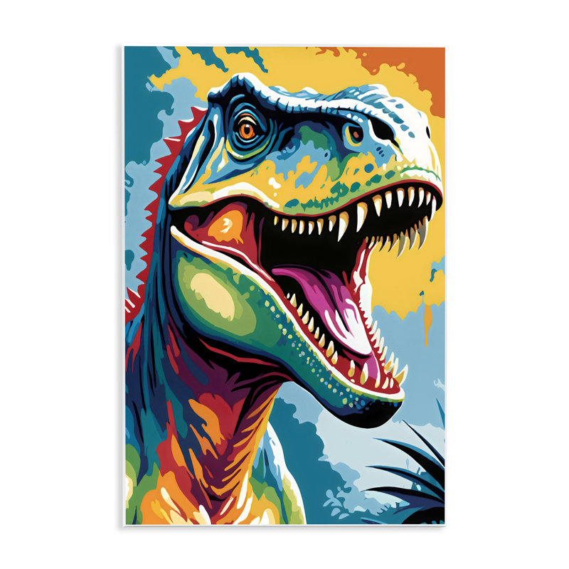 Plaque murale colorée T-Rex, design par Creative Studio, H 19 po x l 13 po