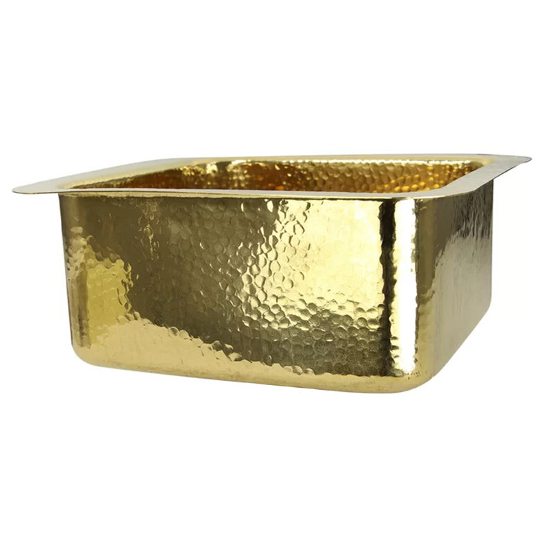Brightwork 17" L x 17" W Dual Mount Kitchen Sink, Brass