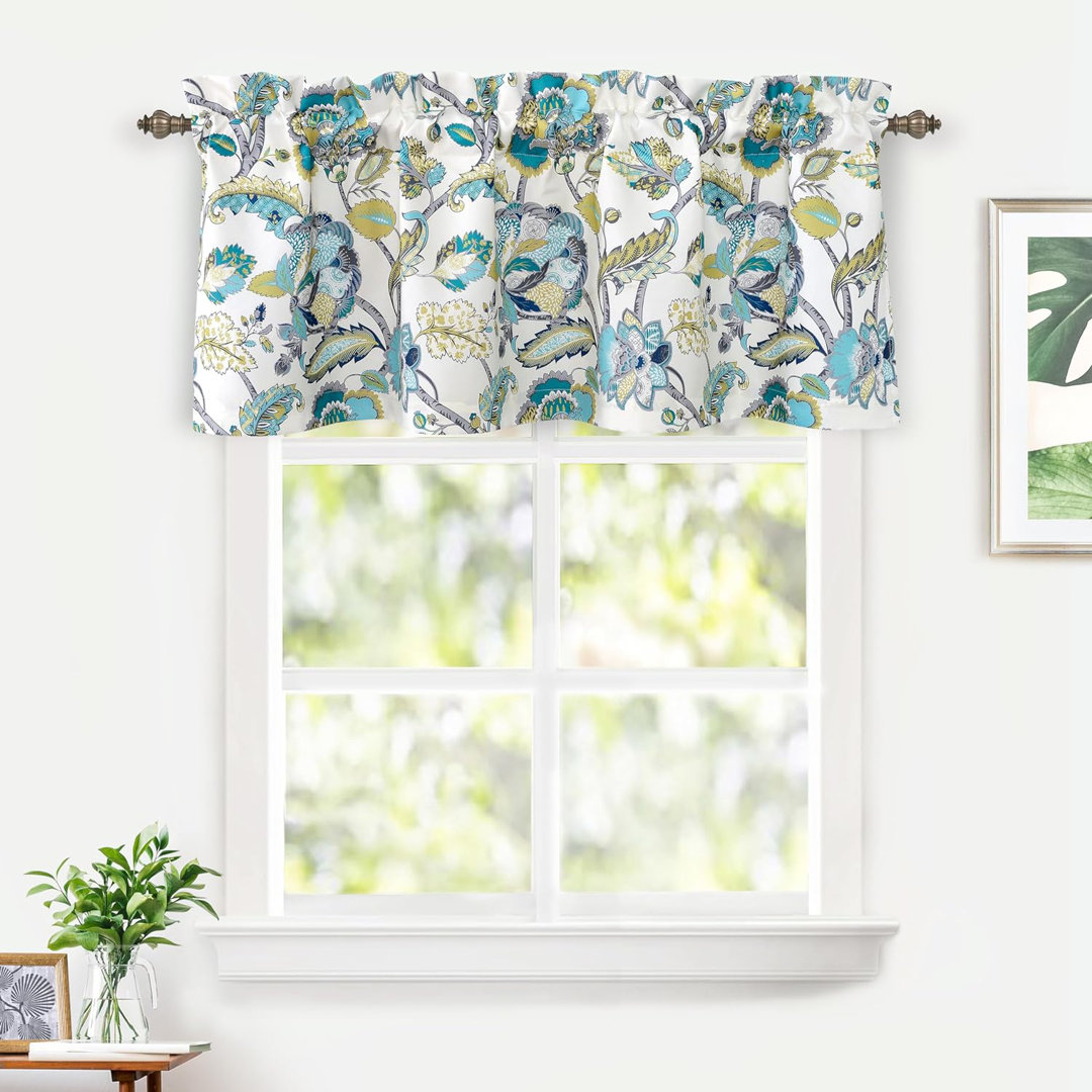Akinruntan Floral Blackout Kitchen Valance 52" Curtain Window Valance Lark Manor™ 