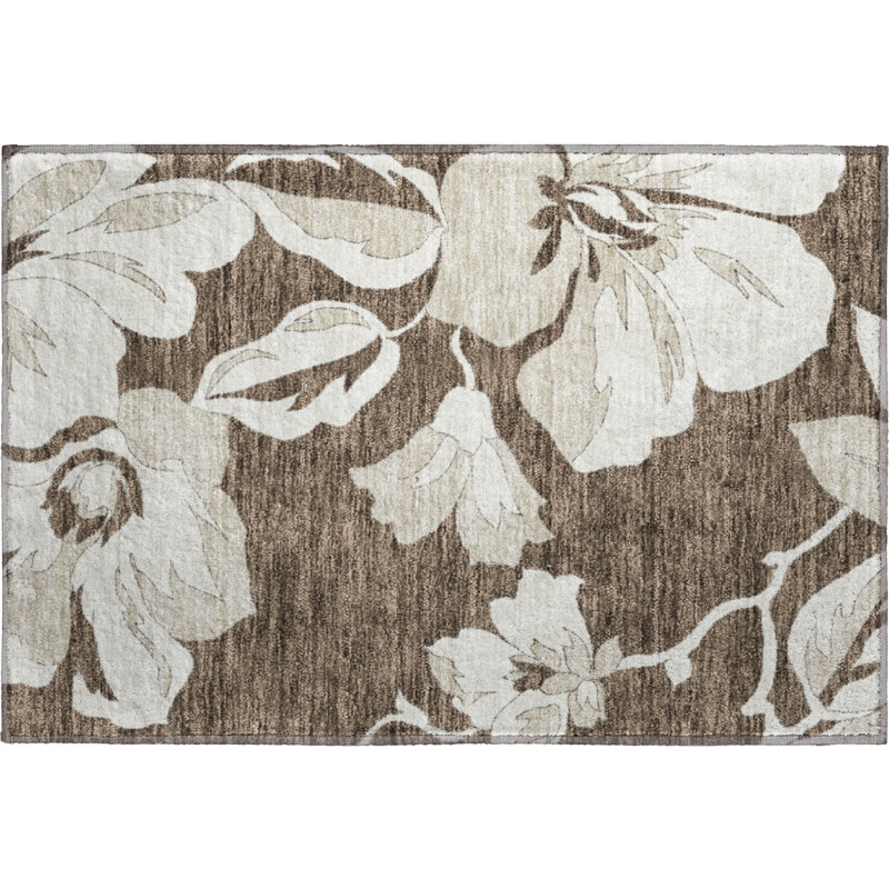 Premium Machine Washable Prisco Brown Rug, Rectangle 1'8" x 2'6"