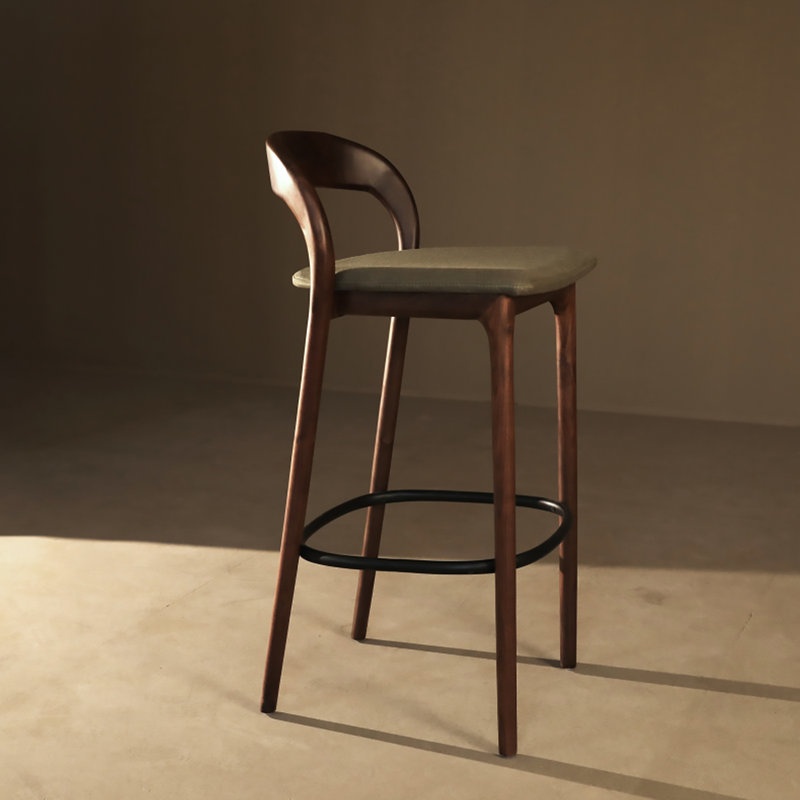 Modern And Simple Solid Wood Ash High-Legged Backrest Bar Stools, Counter Stool (25" Seat Height)
