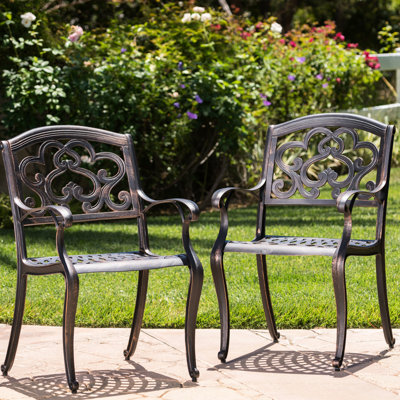 2 Cast Aluminum Chairs For Dining, Copper Patina, Rust, Comfortable Seat, Soft Cloud Back Design, Patio 2 In - - Seat  this Title Is Not Line With Requirements As It Contains Banned Phrase "-". It