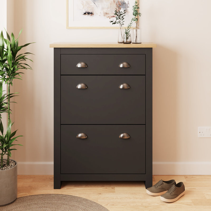 Renningers 12 Pair Shoe Storage Cabinet, Black