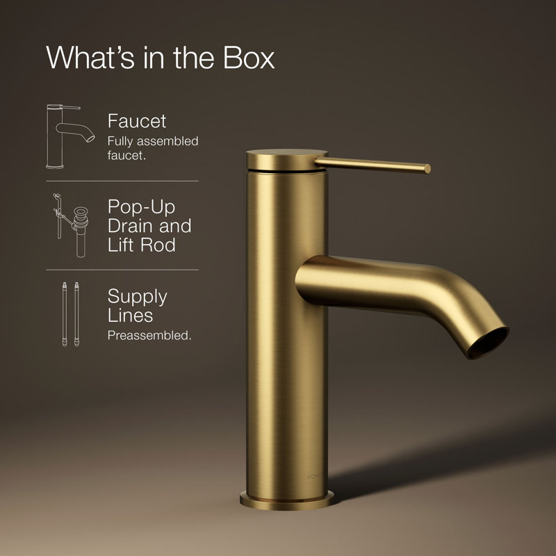 Components Single-Handle Bathroom Sink Faucet, Vibrant Brushed Moderne Brass