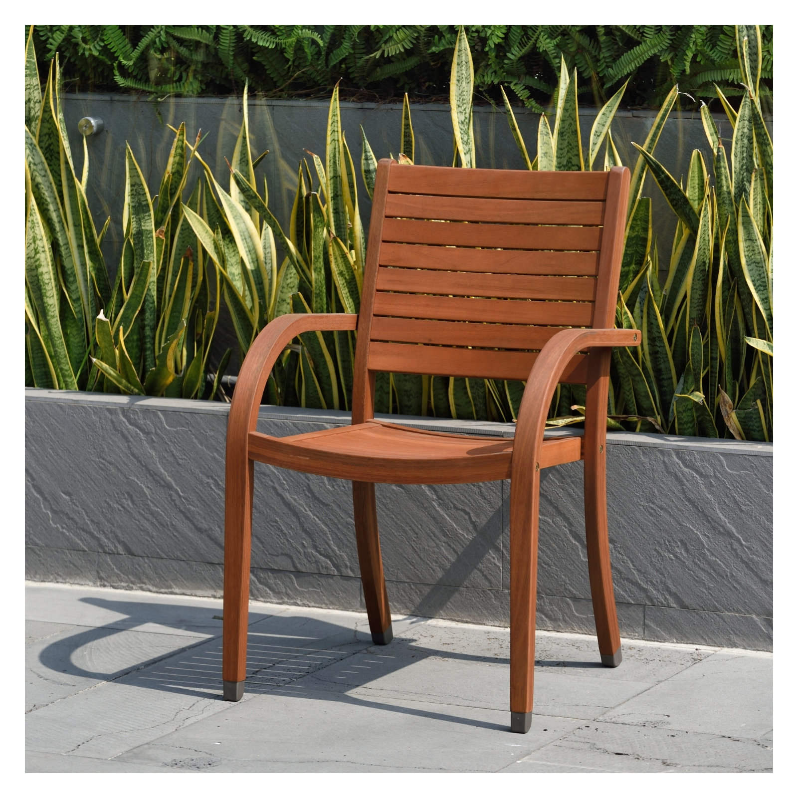Alyisa Wood Patio Dining Chairs, Dark Wood