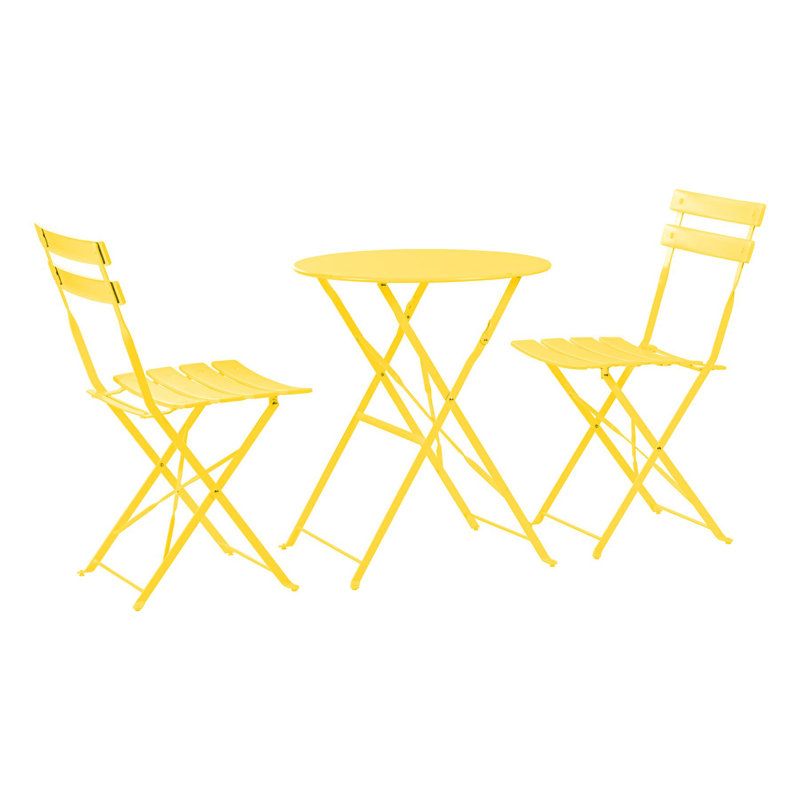 Harbour Housewares - 2 Seater Sussex Bistro Set - Round, Yellow
