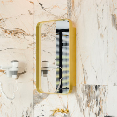 Recessed Metal Framed Medicine Cabinet With Mirror And 2 Adjustable Shelves For Bathroom, Contemporary Style, - Proof Corrosion, Corrosion Fog