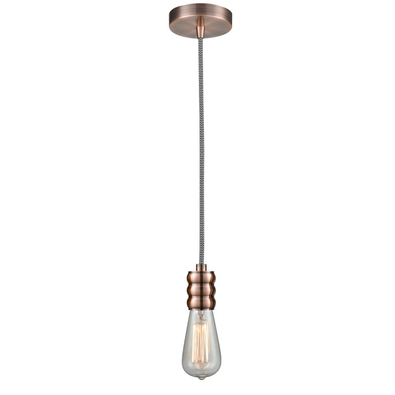 Luminaire suspendu pour une seule ampoule 1 lumières Almaree, Cuivre antique