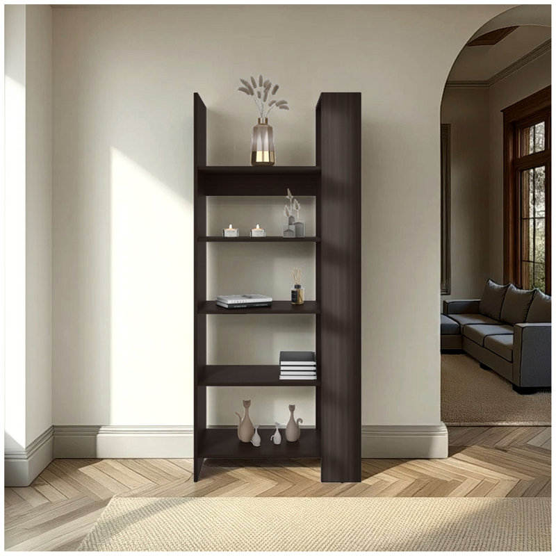 Woodstock Bookcase, Modern Vertical Design, Freestanding Storage Unit, Walnut