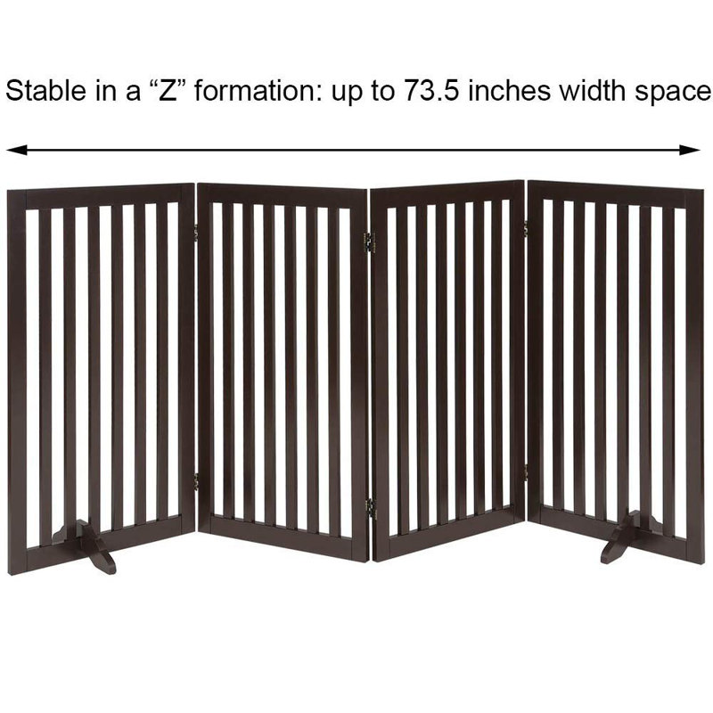 Huron Wood Free Standing Pet Gate with a Pair of Support Feet, 20"W x 36"H,4 Panels