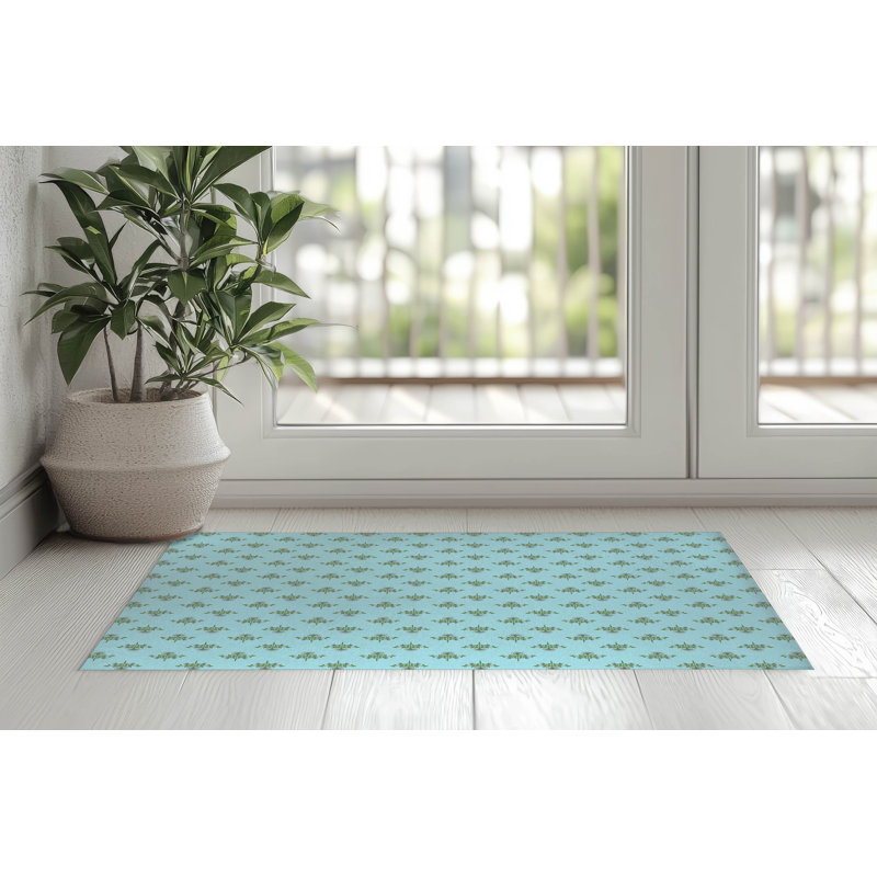 Paillasson Flora, Bleu, L 60 po x L 84 po
