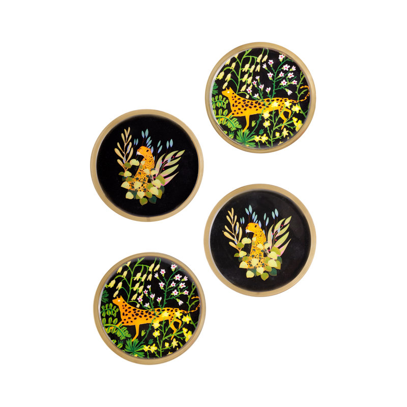 Midnight Jungle Metal Coaster Set