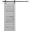 Porte de grange robuste en verre dépoli Quadro 4445 Blanc nordique, rail de 2 m (6,6 pi), quincaillerie lourde, porte intérieure à panneau plein - 45,7 cm x 203,2 cm (18 po x 80 po) - Rail noir-87388789-87388811