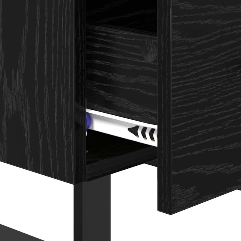 40cm W Manufactured Wood Bedside Table, Black Oak
