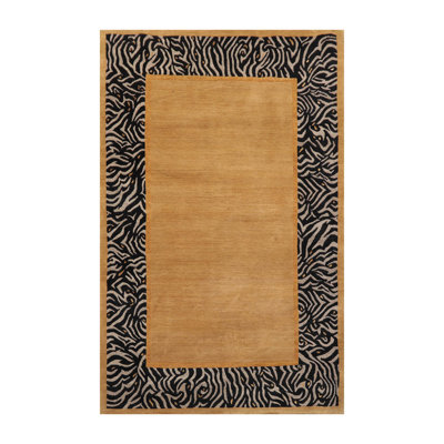 Tapis oriental en laine et soie noués à la main 4 pi x 5 pi 9 po Isabelline