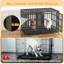 Cage pour chien 48 "avec cloison pour 2 chiens petits / moyens, meubles pour cage avec plateau amovible, noir et extérieur