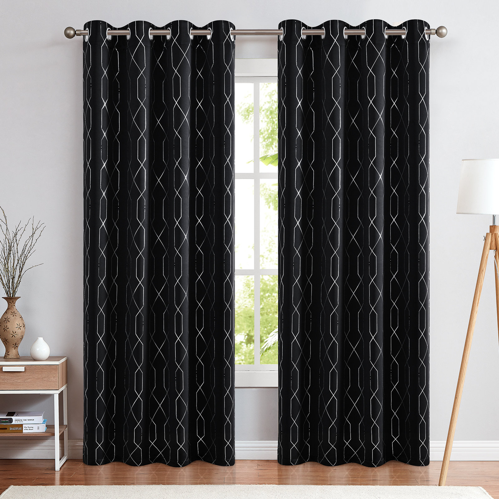 Sauers Thermal Insulated Room Darkening Grommet Curtain Panel Ebern Designs Curtain Color: Warm White, Size per Panel: 40 W x 63 L