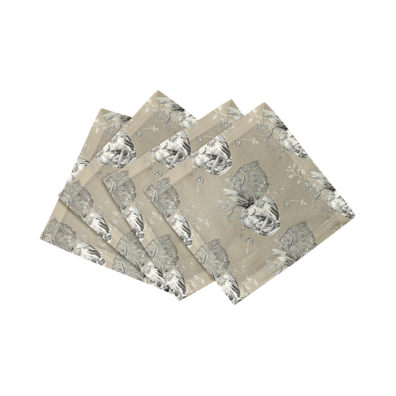 Monkey Small Jungle Cotton Sateen Cocktail Napkins, Greenwhich