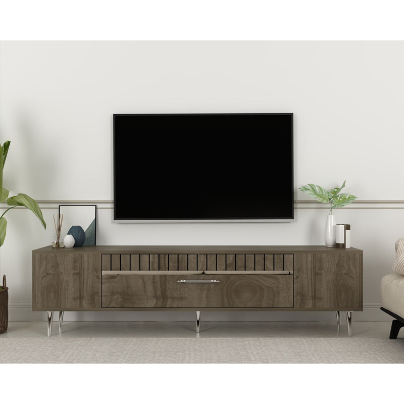 Olivia Unfinished TV Stand, 150cm, Brown/Silver