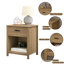 Table de chevet moderne en bois avec tiroir et tablette ouverte, table de bout à finition brun naturel | Idée de cadeau