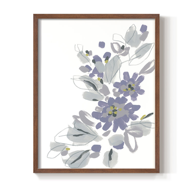 Periwinkle Patch II Framed Print - Solid Wood, Brown Single Picture Framed, 28" H x 22" W