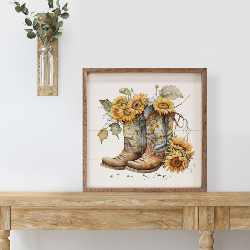 Bottes avec tournesols, H 4 po x l 4 po