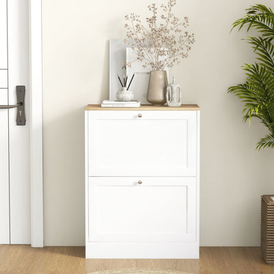 HOMCOM Slim Shoe Cabinet For Entryway
