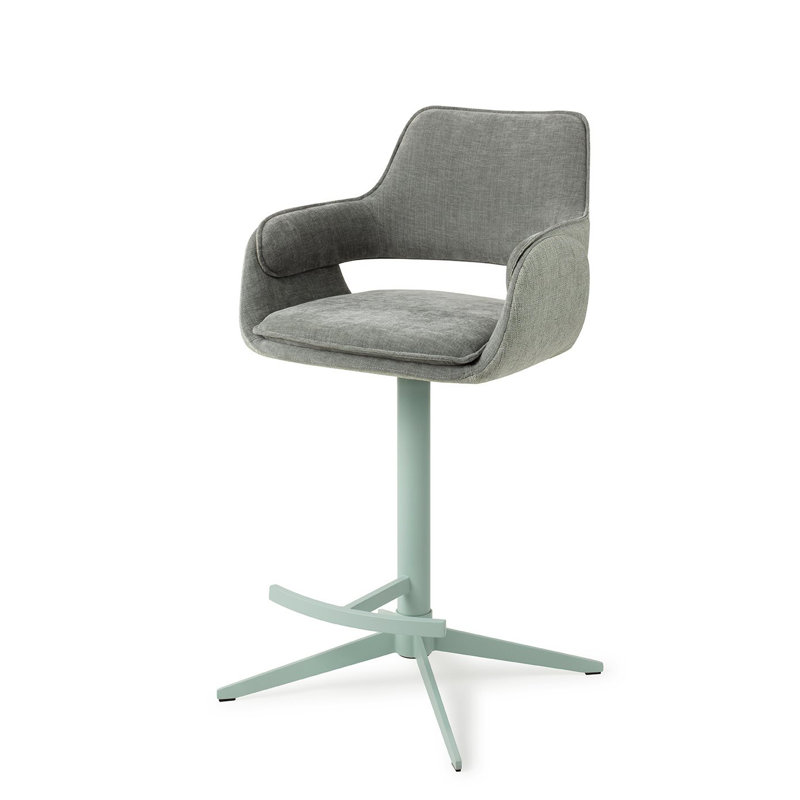 Natsuki Upholstered Counter Stool with Metal Frame, Grey, 65cm 