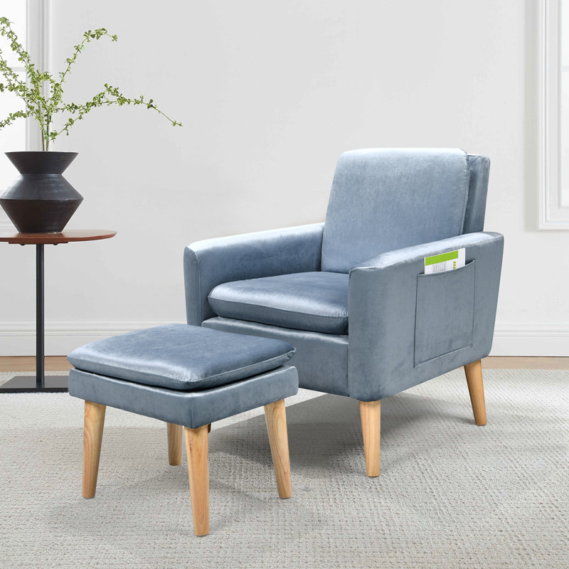 Chaise d'appoint rembourrée Jamalie, Velours gris