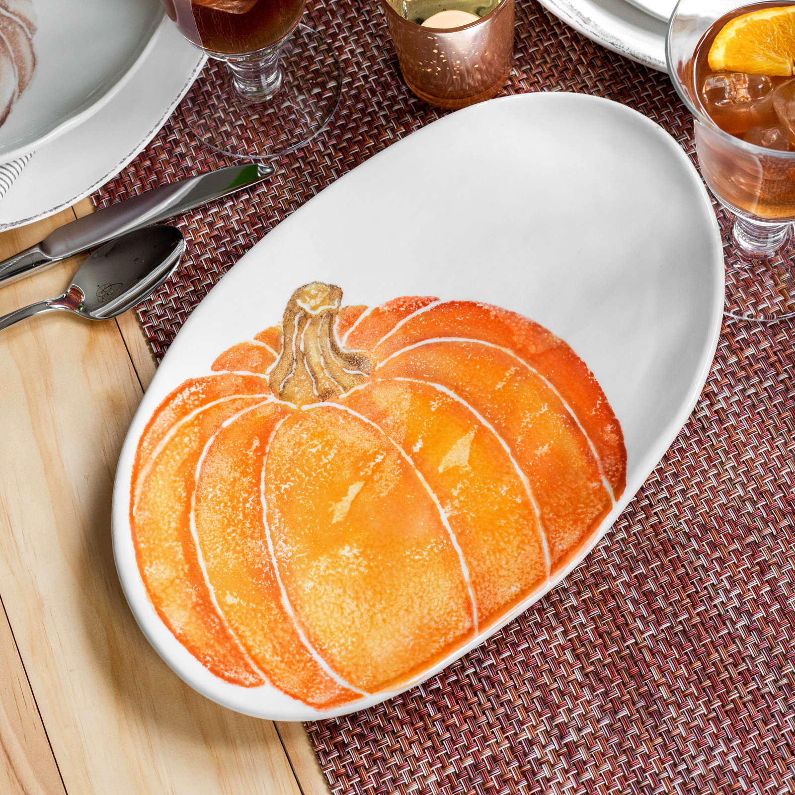 Pumpkins Oval Terra Bianca Platter