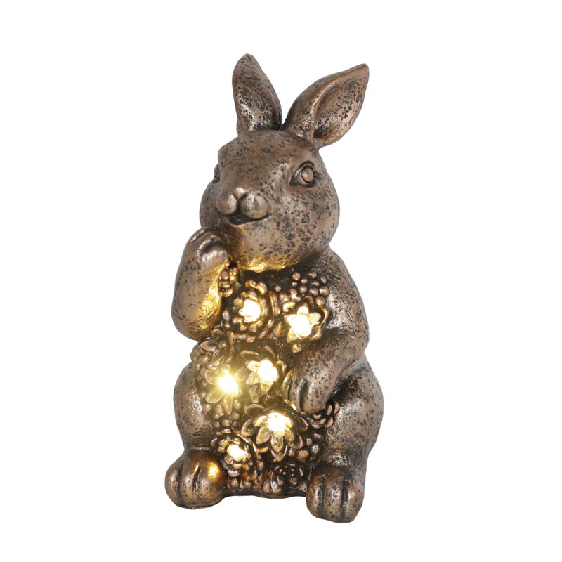  Light Up Resin Rustic Gold Easter Bunny Decor Home Decorations Spring