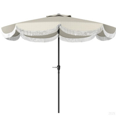 Parasol ventilé pour table de patio, parasol d'extérieur, avec manivelle, 8 nervures, inclinaison à bouton-poussoir