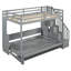 Lit gris avec grand espace de rangement et vérin hydraulique - choix pratique pour les espaces, option de lit superposé disponible