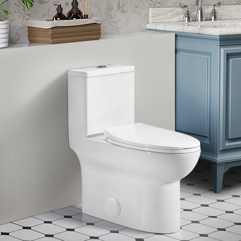 Toilette à fixation sur un plancher, 1,1 / 1,6, allongée, hauteur confortable, céramique, blanc, siège à fermeture en douceur et hauteur