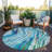 Aureva Blue Washable Indoor-Outdoor Rug - -218716547