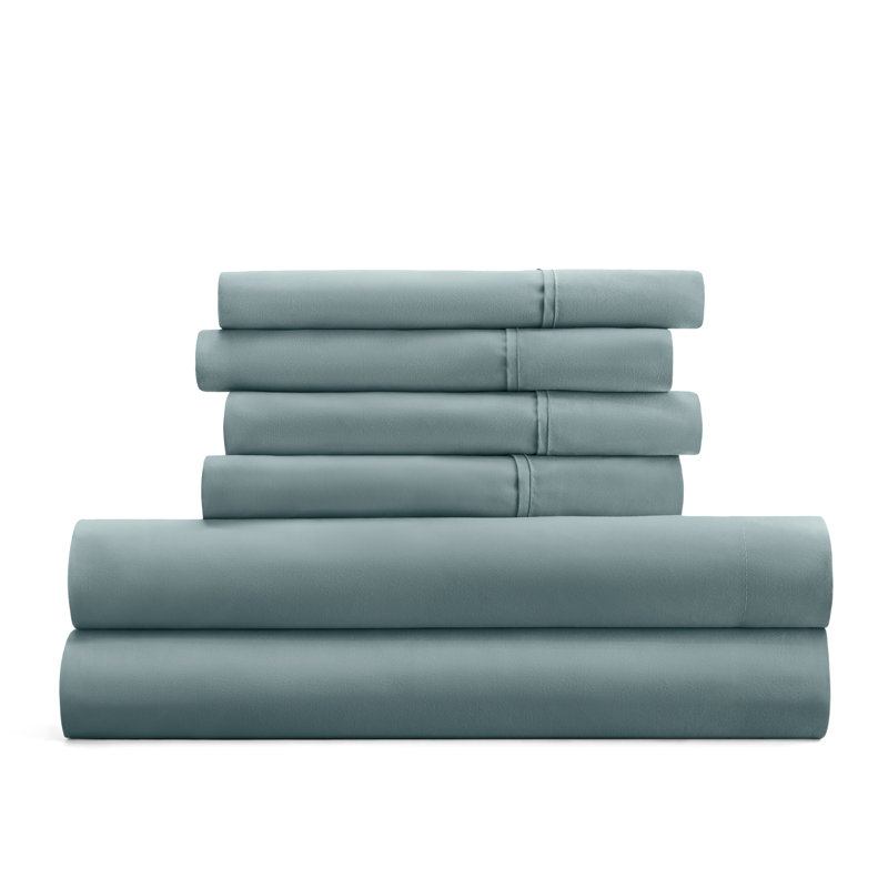 Ensemble de draps pour lit en microfibre brossée de 6 pièces Simply Soft, Ensemble de draps pour grand lit + un drap-housse 