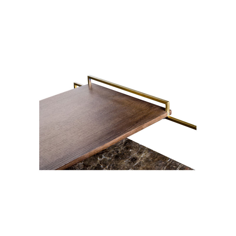 Marble Coffee Table, 16" H x 39" L x 39" W, Gold