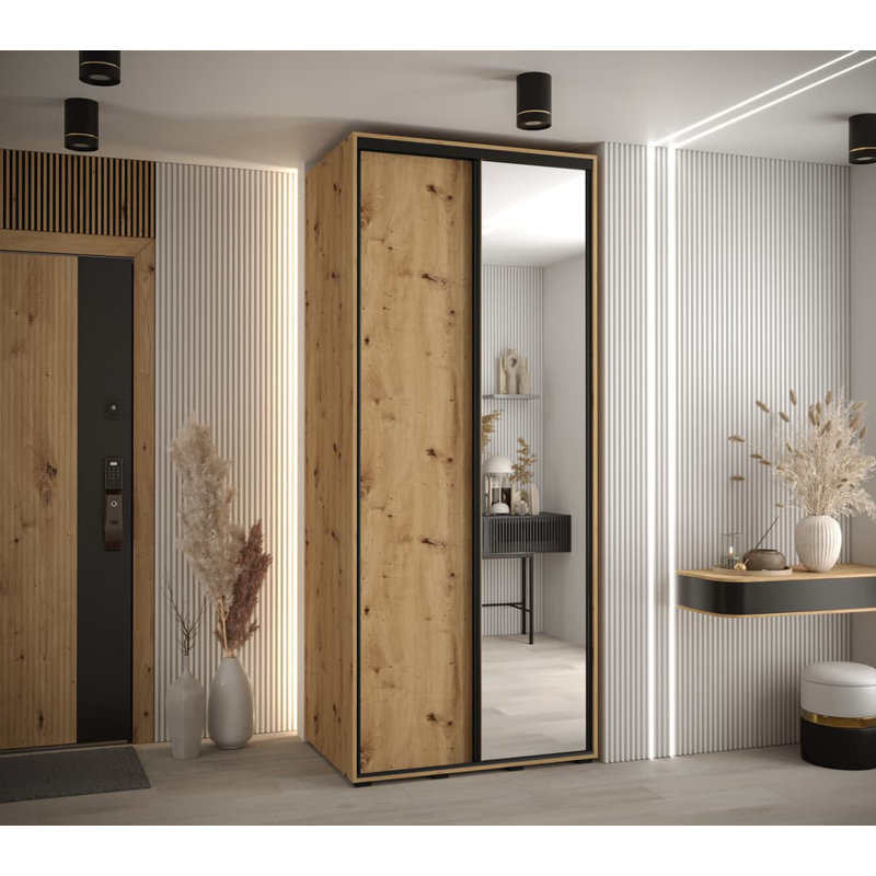 Azavian 2 Door Manufactured Wood Wardrobe, 205" H x 120" W x 60" D, Oak Artisan