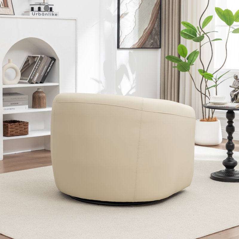 Fauteuil demi-tonneau pivotant rembourré Morre, Beige