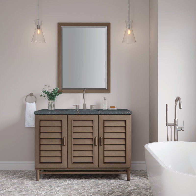 Portland 48'' W Single Vanity, Parisien Bleu, Whitewashed Walnut, 8" Widespread