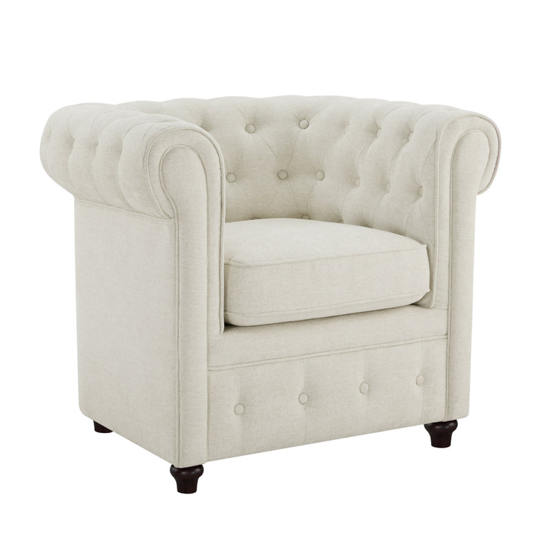 Camberley Tufted Chesterfield Club Chair with Scrolled Arms, White