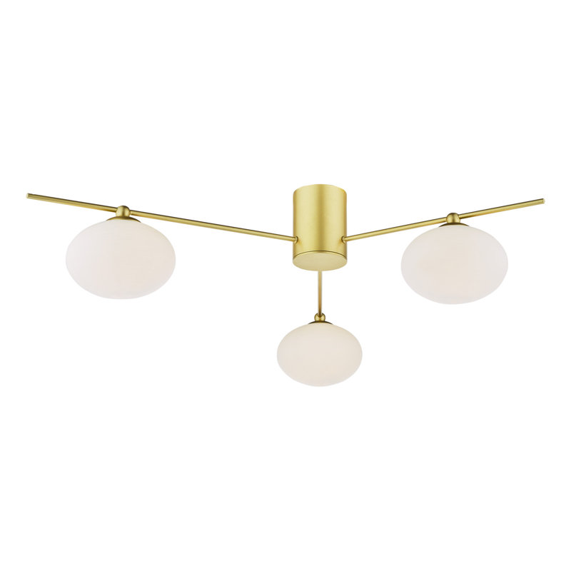 Rachata Glass Semi Flush Mount, Satin Gold