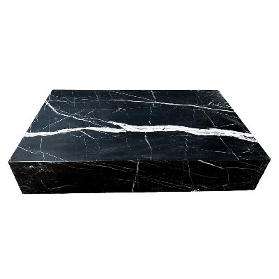 Genuine Marble Block Coffee Table - Nero Black Marble, 54" Extra Large