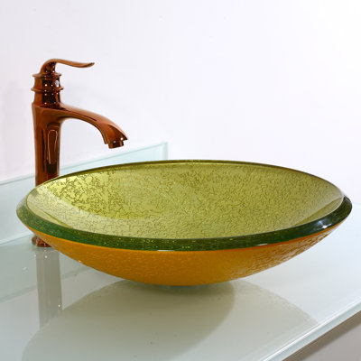 Legion Furniture Lime/Yellow Glass Circular Bathroom Sink