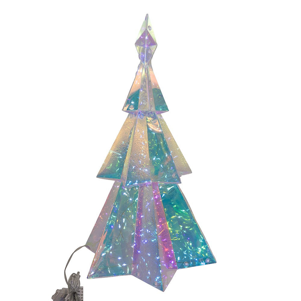 Kurt Adler Pre-Lit Cool White LED Holographic Iridescent Christmas Tree, 15in