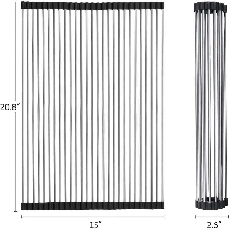 Panier à vaisselle en acier inoxydable, H 0,5 po x l 15 po x P 20,8 po, Noir